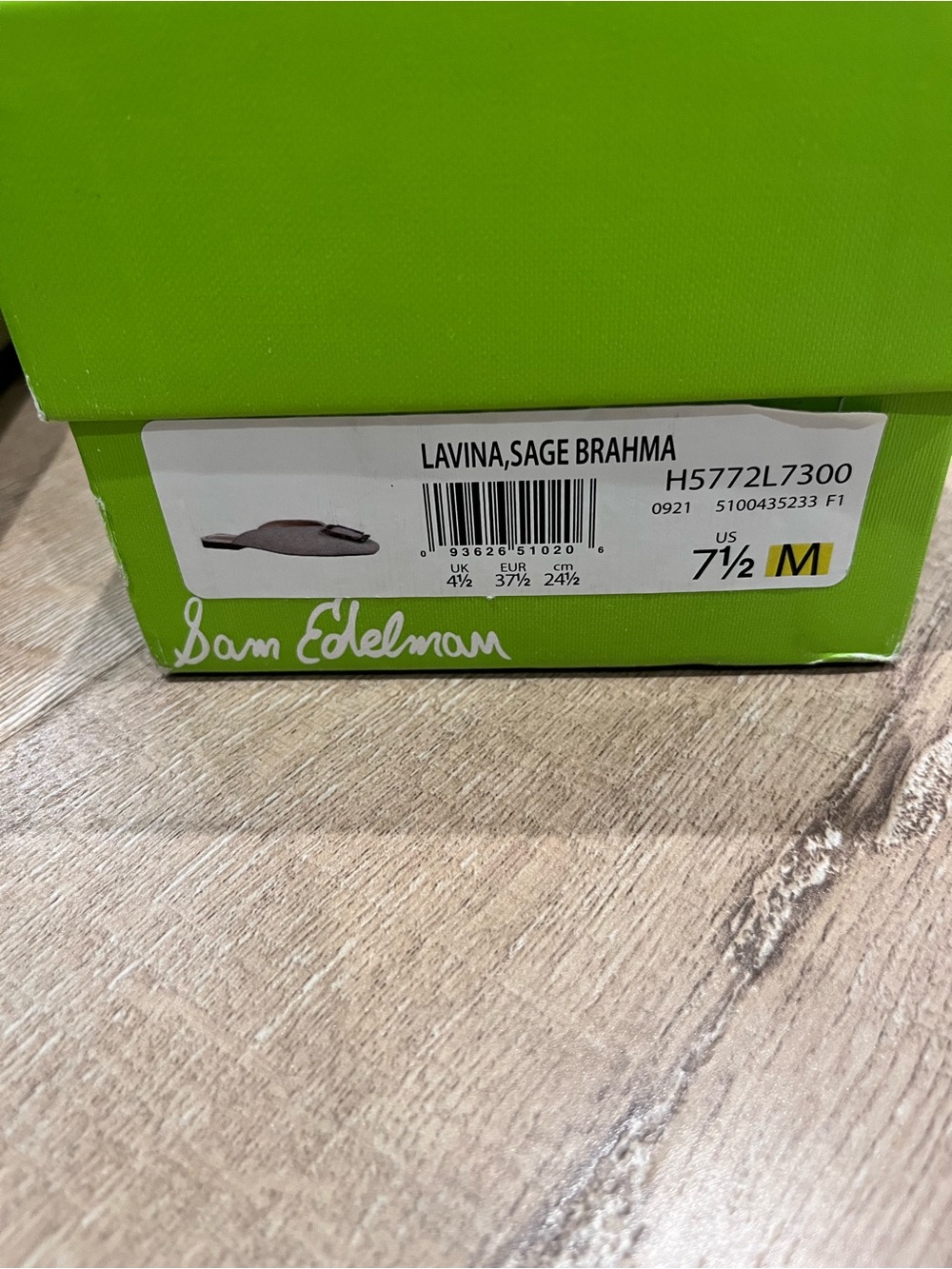 Sam Edelman Elegant Square-Toe Slip-On Flats in Sage - Picture 3 of 5